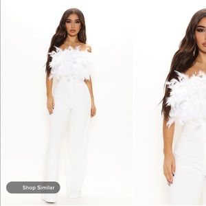 Fashion nova feathered jumpsuit